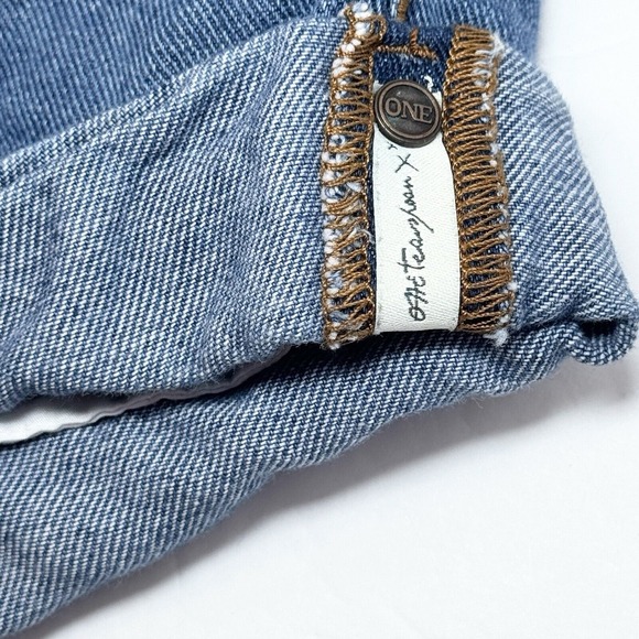 One Teaspoon Smiths Tailored Low Waist Denim Shorts Size 29 Festival Grunge - Picture 6 of 12